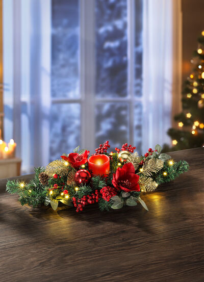 Tischgesteck mit LED-Echtwachskerze 