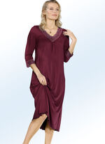 e.femme Nachthemd mit Stickereispitze und Modal BORDEAUX