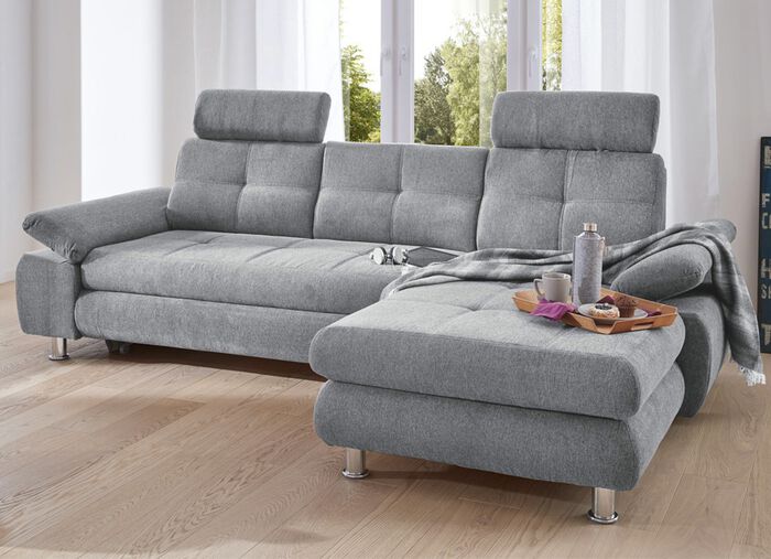 Formsch&ouml;ne Polsterecke mit Funktion GRAU