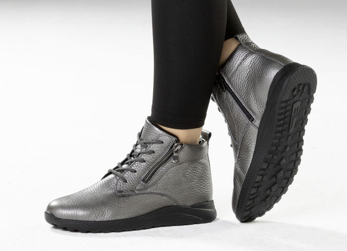 Waldläufer, bequeme Damen-Stiefeletten, Winterschuhe, Weite H, aus Hirschleder ALTSILBER