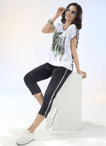 Hose in 7/8-L&auml;nge mit silberfarbenem Galonstreifen SCHWARZ