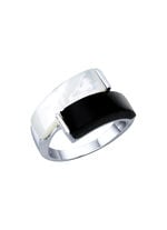 Damenring mit echt Onyx und echt Perlmutt 