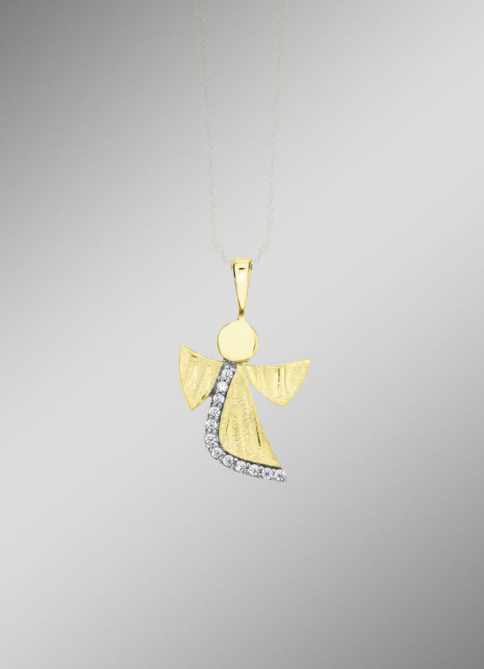 Engel-Anhänger aus Gold mit Zirkonia 