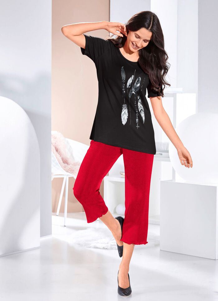 Shirt mit Kontrast-Druck in 2 Farben SCHWARZ