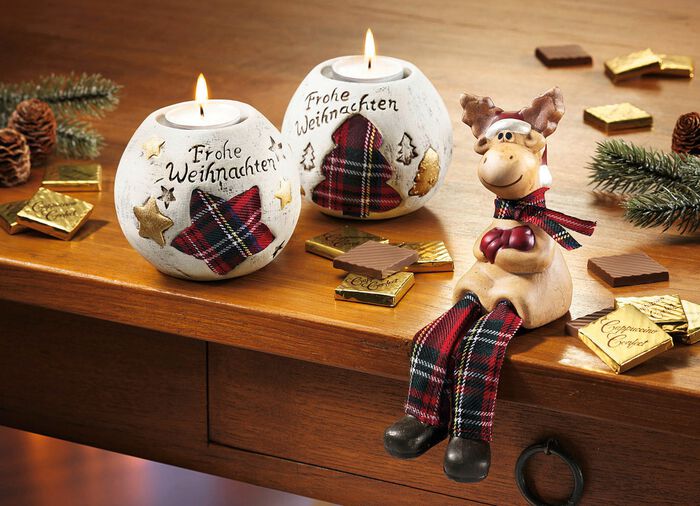 Tischdeko-Set inkl. Schokolade und 2 Teelichthaltern 