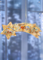 Beleuchtete Sternschnuppe aus Holz 