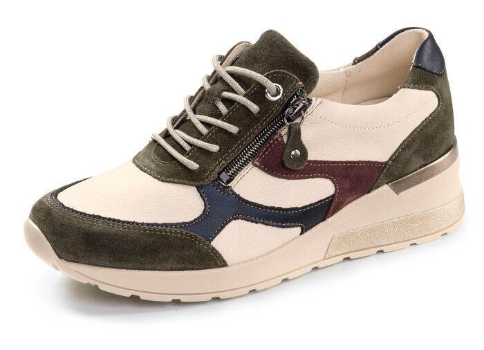 Waldl&auml;ufer, trendige Damen-Sneaker, Weite H, mit herausnehmbarem Fu&szlig;bett BEIGE-BUNT