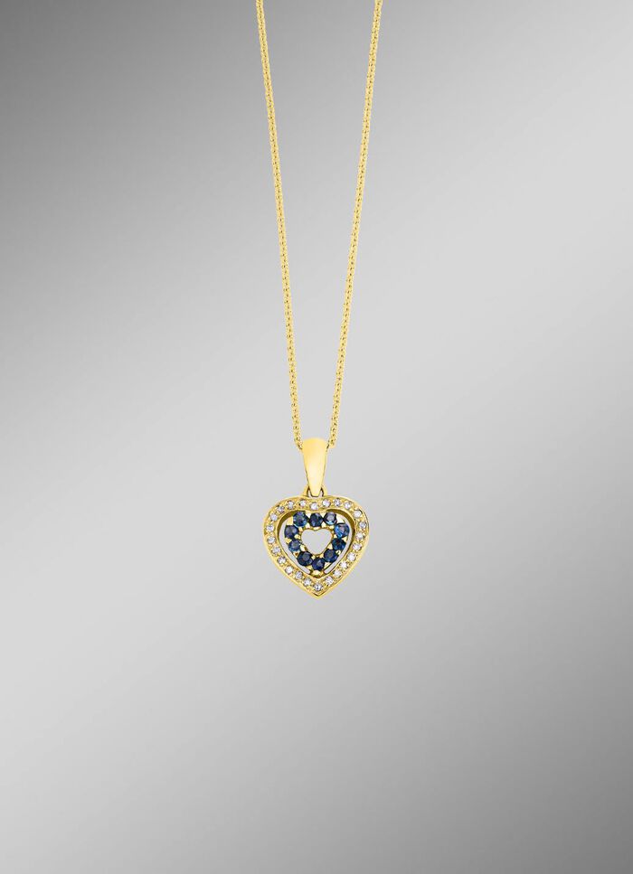 Anh&auml;nger mit synth. Zirkonia und blauen Schmucksteinen 