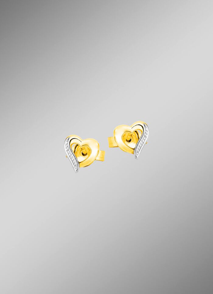 Herz-Ohrstecker in Bicolor 