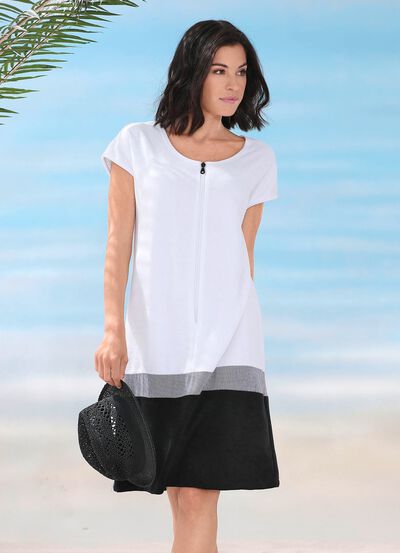 Frottier-Kleid mit Rei&szlig;verschluss und &uuml;berschnittenen &Auml;rmeln 