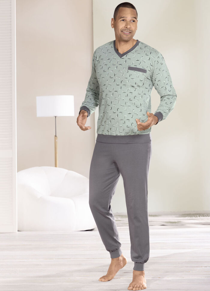 Zweierpack Schlafanzüge mit V-Ausschnitt und Bündchenabschlüssen  