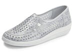 ELENA EDEN, sommerliche Damen-Slipper, Weite G, mit herausnehmbarem Fußbett SILBERGRAU