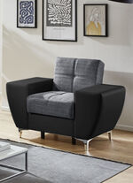 Frei im Raum aufstellbare Polstermöbel mit Bettkasten und Liegefunktion ANTHRAZIT-SCHWARZ