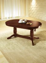 Teilmassiver Couchtisch mit gedrechseltem Tischgestell NUSSBAUM