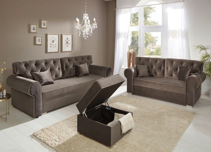 Frei im Raum aufstellbare Polsterm&ouml;bel BRAUN-HELLBRAUN