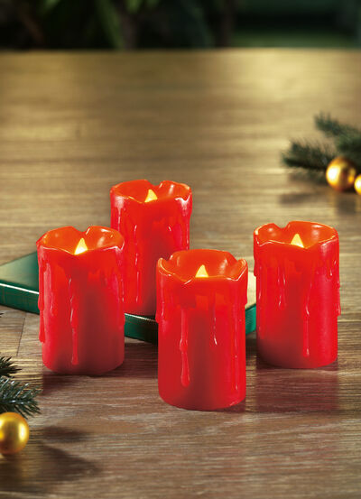 LED-Echtwachskerzen, 4er-Set 