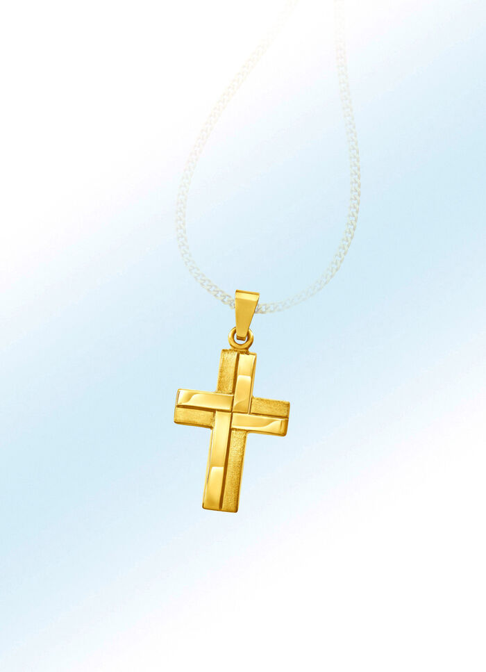 Formsch&ouml;ner Kreuz-Anh&auml;nger, teils satiniert 