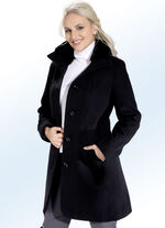 Longjacke mit Kunstpelz-Innenbeleg im Kragen 