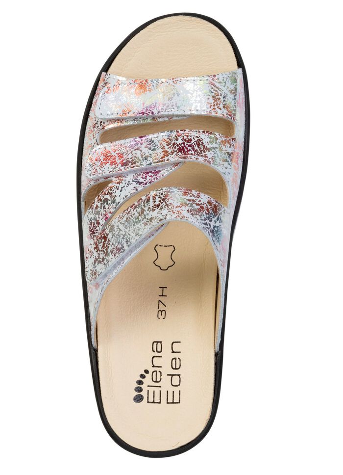 ELENA EDEN, bequeme Damen-Pantoletten, Weite H, mit herausnehmbarem Fu&szlig;bett ECRU-ROS&Eacute;