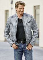 Lederkurzjacke mit Zierstepp 