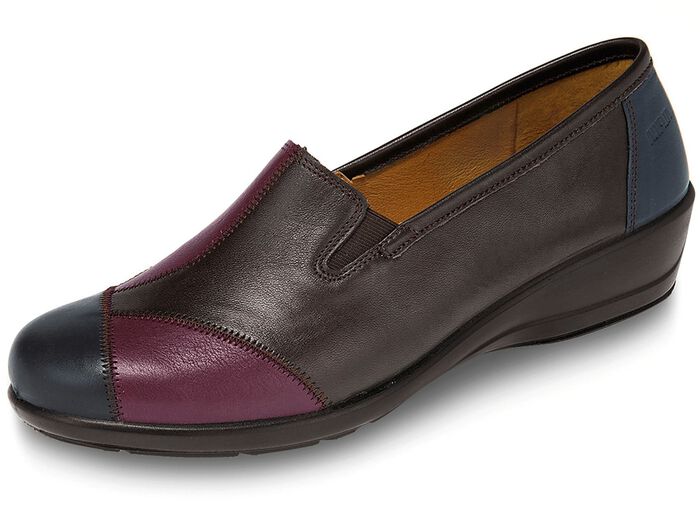 Slipper mit seitlich eingesetzten Gummiz&uuml;gen MOKKA-BORDEAUX-ANTHRAZIT