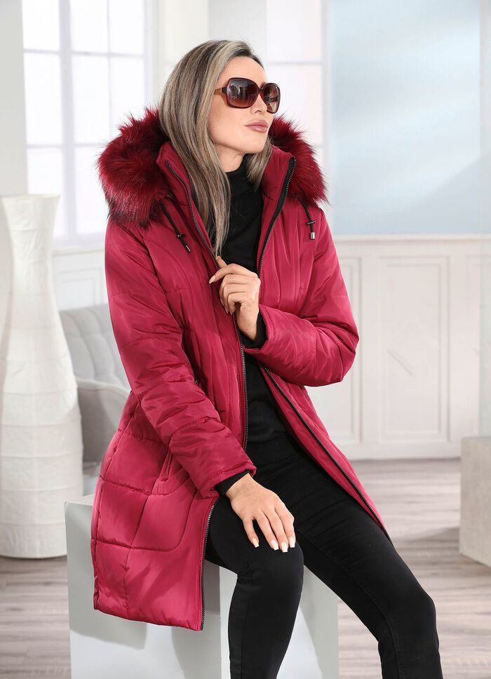 Kurzmantel mit 2-Wege-Rei&szlig;verschluss KARMINROT