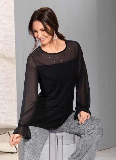 Exzellentes Shirt mit Chiffon-Verarbeitung 