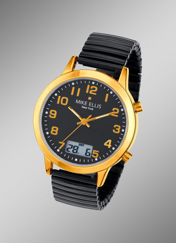 Funk-Herrenuhr mit Diamant von Mike Ellis New York 