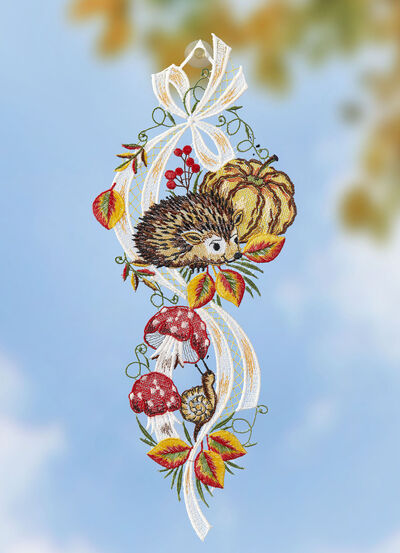 Fensterbild aus Plauener Spitze 