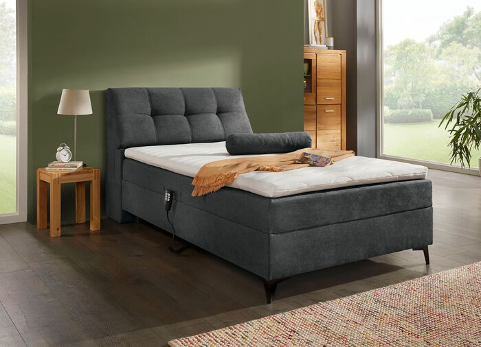 Exquisites Boxspringbett mit elektronischer Kopf- und Fu&szlig;teil-Verstellung GRAFIT