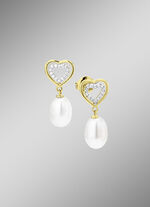 Ohrstecker mit Süßwasser-Zuchtperlen und synth. Zirkonia 