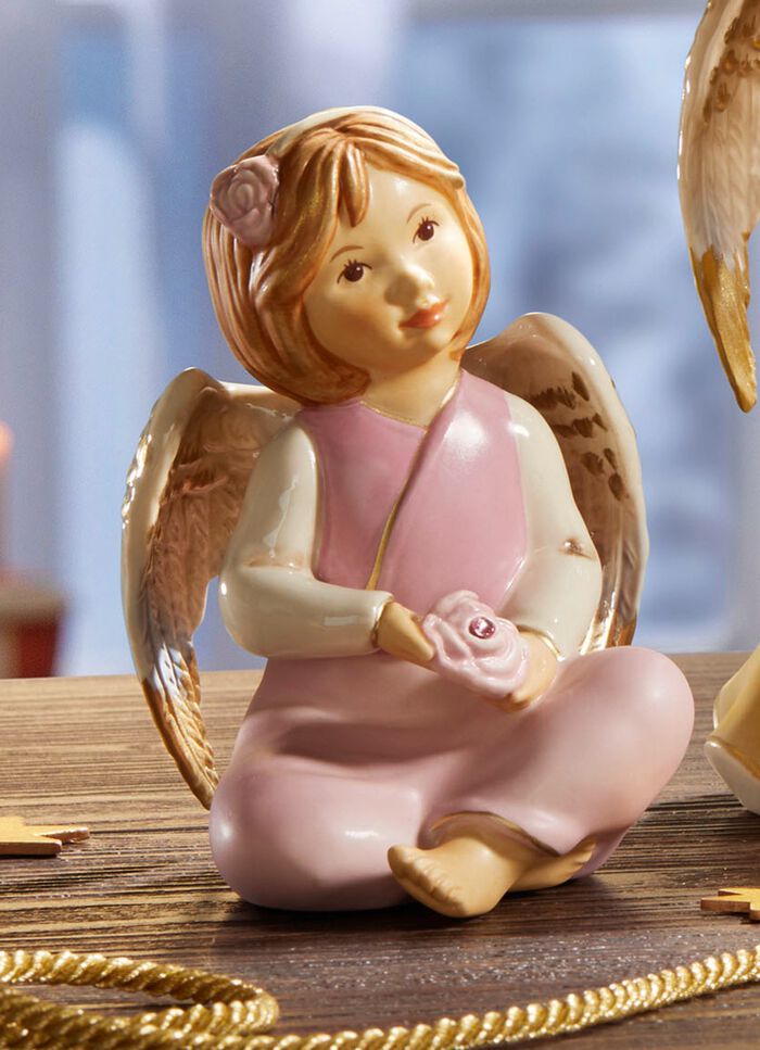 Bezaubernde Schutzengel aus Feinsteingut ROSA
