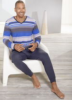 Schlafanzug mit V-Ausschnitt und B&uuml;ndchenabschl&uuml;ssen 