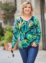 Pullover in Feinstrick mit Dschungeldessin 