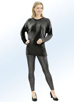 Edel, gl&auml;nzende Leggings SCHWARZ-SILBERFARBEN