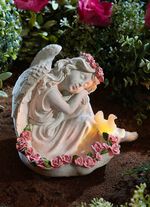 Rosenengel mit LED-Vogel 