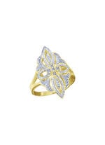 Floraler Damenring mit 4 Diamanten 