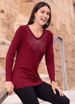 Shirt mit abgerundetem V-Ausschnitt in 4 Farben BORDEAUX