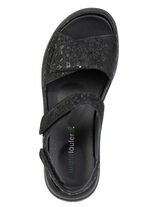 Waldl&auml;ufer, bequeme Damen-Sandalen, Weite H, mit herausnehmbarem Fu&szlig;bett SCHWARZ