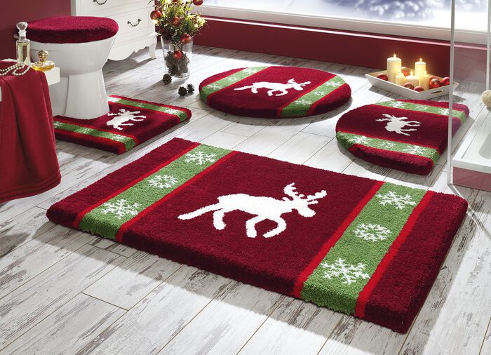 Grund Badgarnitur mit rutschhemmender Rückseite ROT