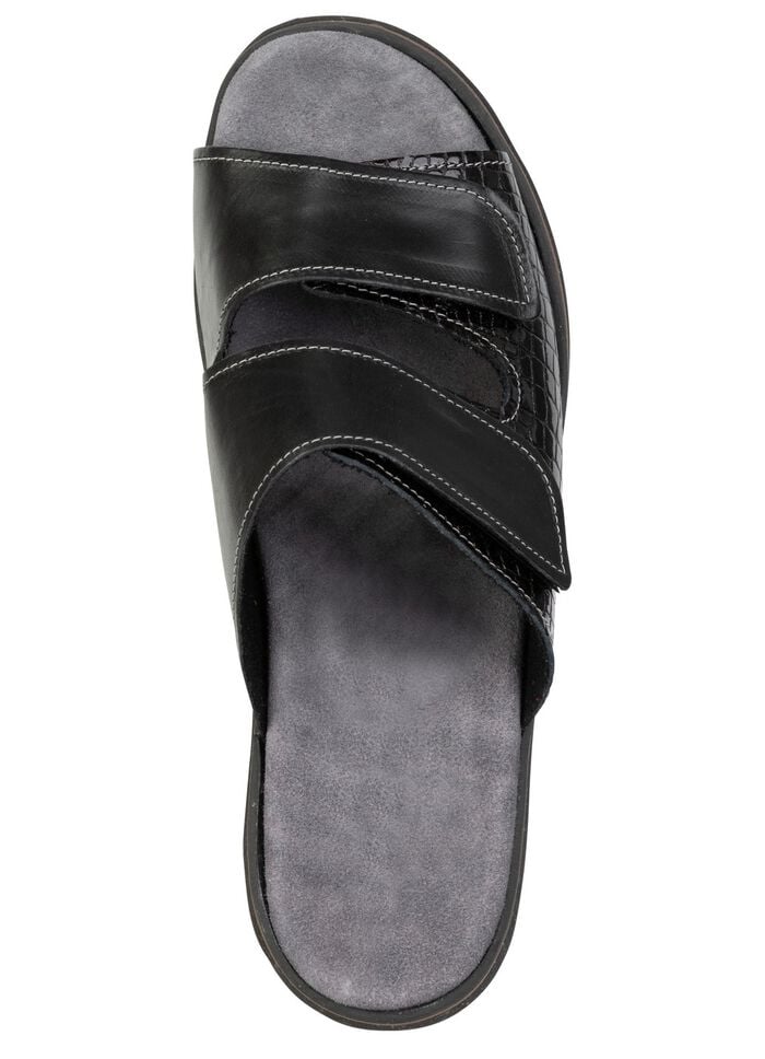 Komfortable Damen-Pantoletten, Weite K, mit Klettverschluss SCHWARZ