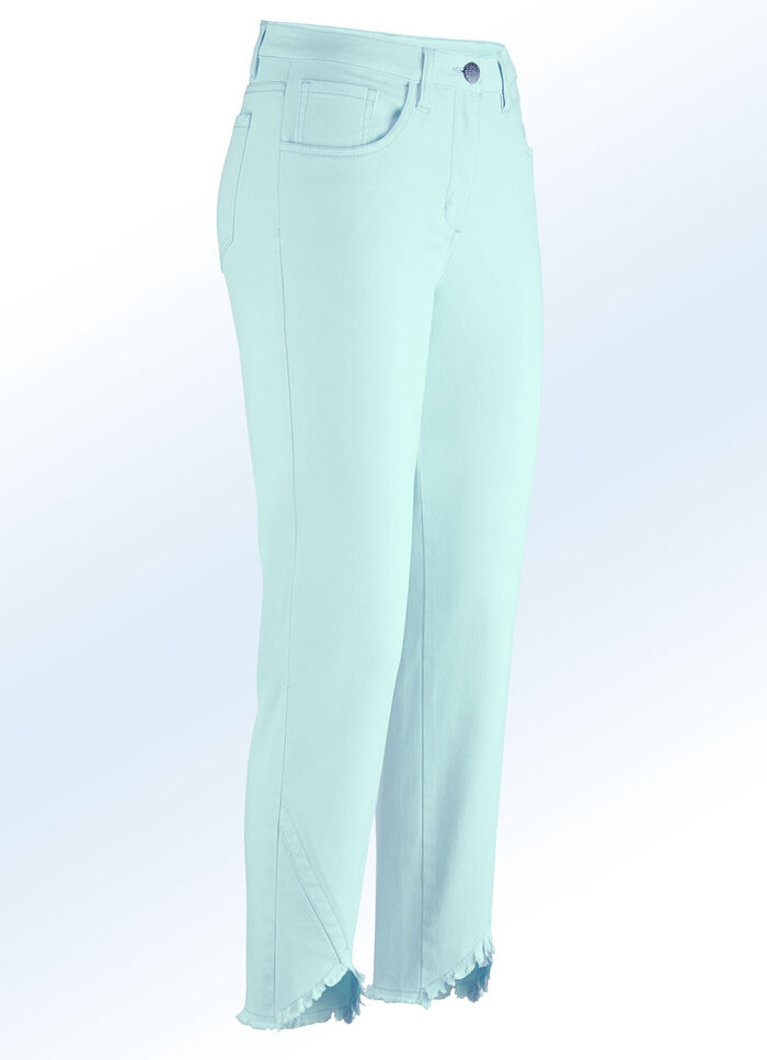 Hose in 7/8-L&auml;nge mit interessantem Fransenabschluss MINT