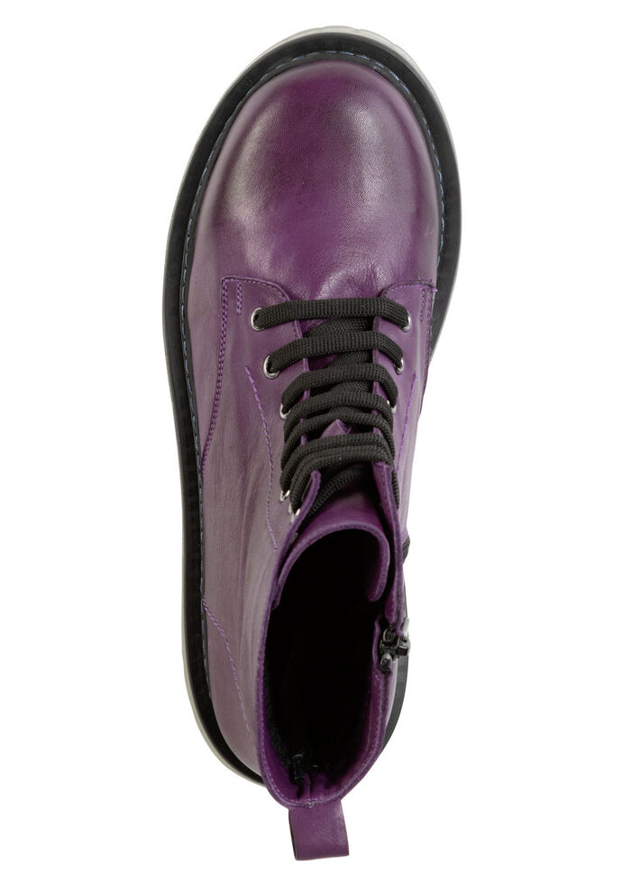 Gemini Schnür-Stiefelette aus weichem Rind-Nappaleder LILA