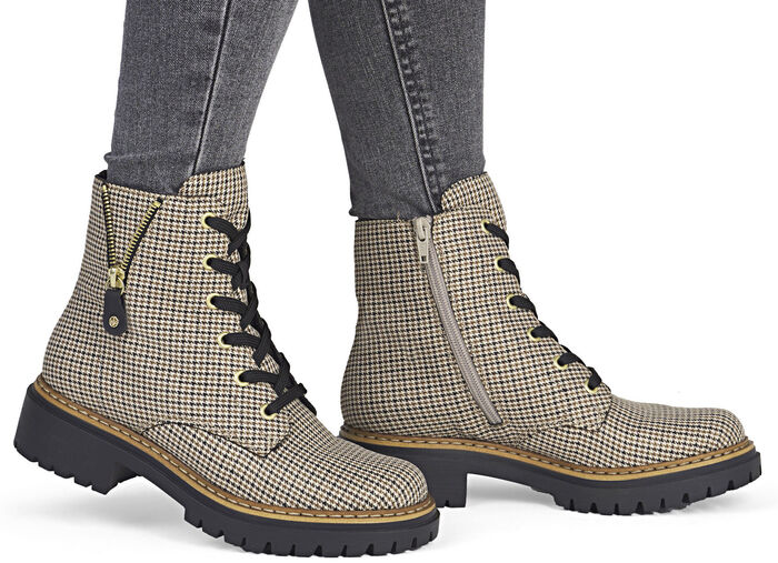Rieker, trendige Damen-Stiefeletten, Winterschuhe, mit Reißverschluss BEIGE-SCHWARZ