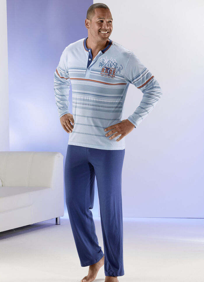 Schlafanzug mit Knopfleiste und Ringeldessin 