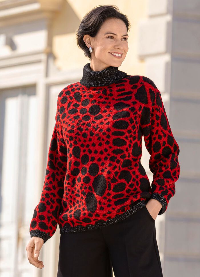 Pullover mit Glitzerakzenten ROT-SCHWARZ-SILBERFARBEN