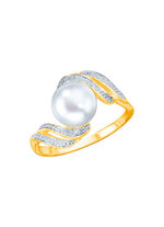 Vergoldeter Damenring mit Süßwasser-Zuchtperle 