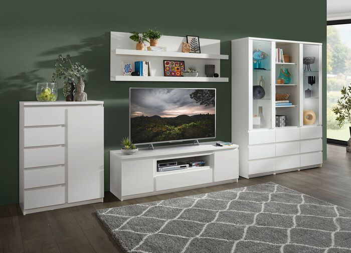 Wohnwand in modernem Design WEISS