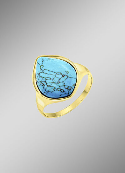 Vergoldeter Damenring mit Türkis 