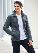 Lederkurzjacke mit Steh-Umlegekragen 